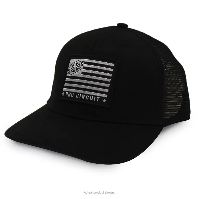 PRO CIRCUIT BLK FLAG CAP LOW PROFILE SNAPBACK TRUCKER
