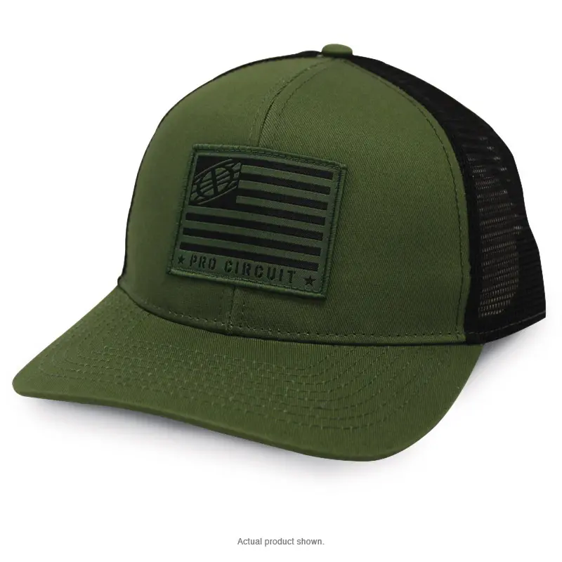 PRO CIRCUIT OLIVE FLAG CAP LOW PROFILE SNAPBACK TRUCKER