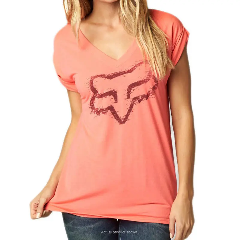 FOX EXTENT V-NECK ROLL SLEEVE T/S, LARGE