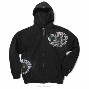 P/C GRUNGE BLACK ZIP HOODY, X-LARGE